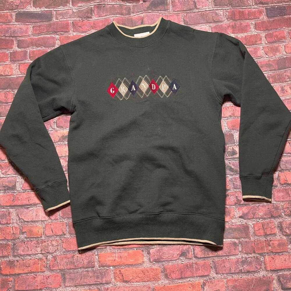 Vintage M&C Sport Sweatshirt Mens Medium Green Embroidered Grandpa Pullover